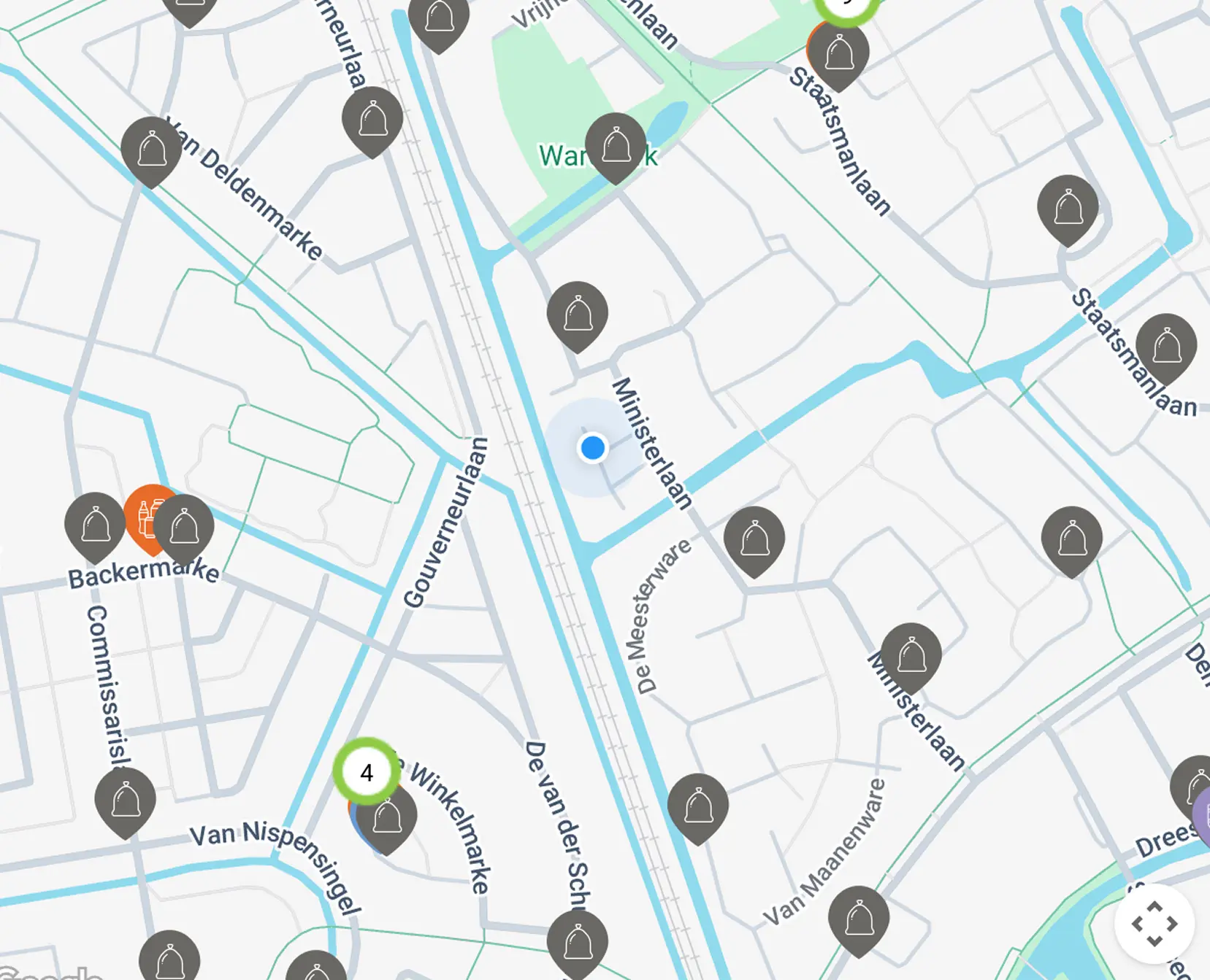 Afbeelding van ondergrondse afvalcontainers op de kaart