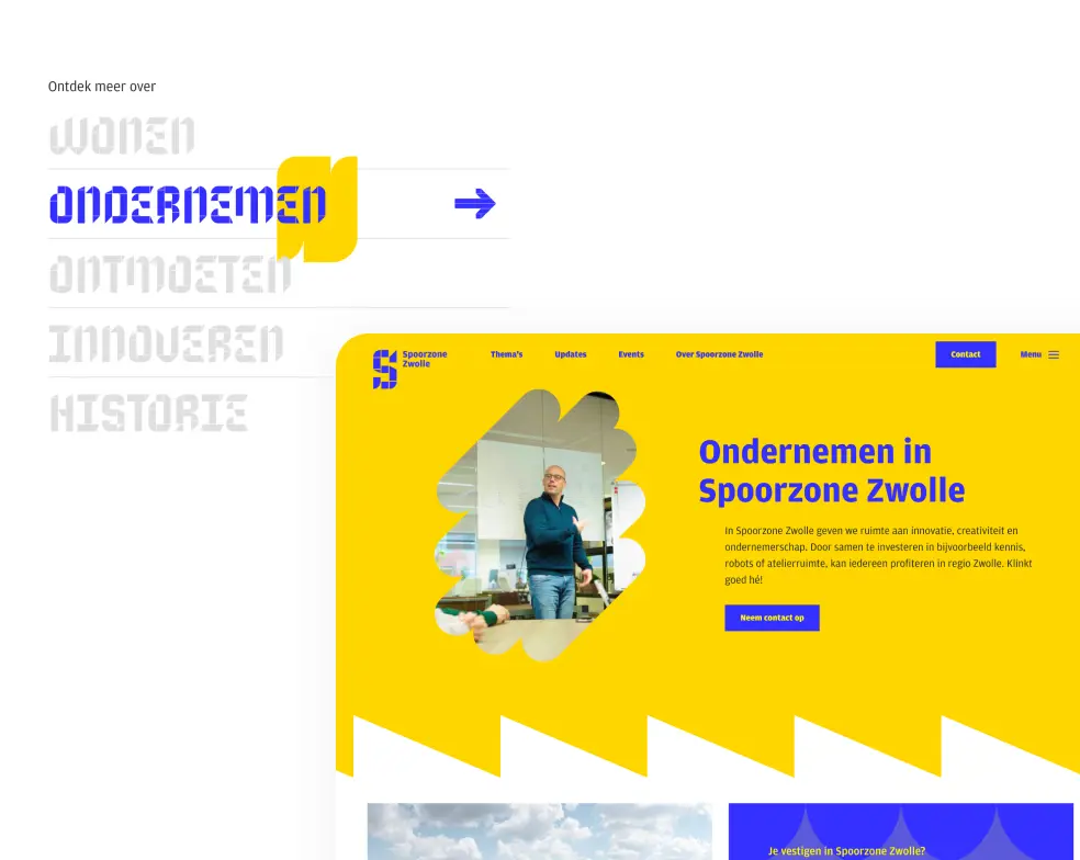 Afbeelding over hoe elk thema op de website zijn eigen look & feel krijgt